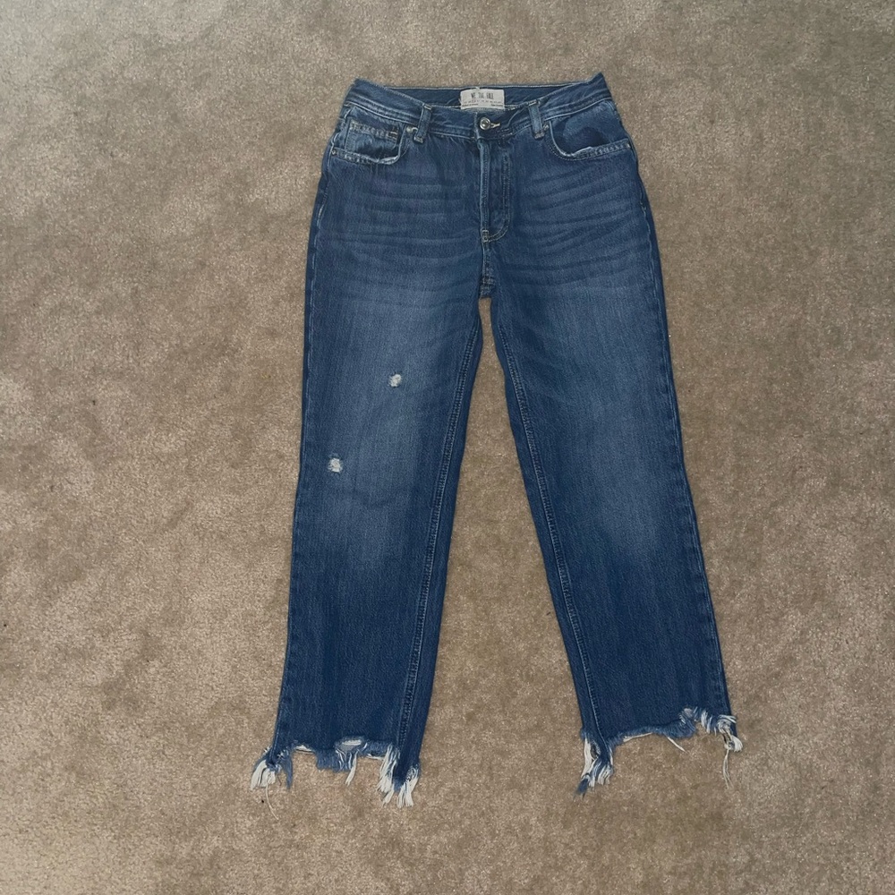 We The Free Frayed Hem Blue Jeans